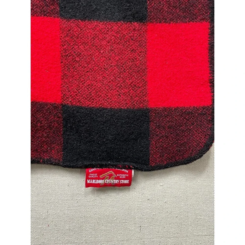 Marlboro Country Store Red Wool Blanket Buffalo Plaid Northwest Co. 65 X 56